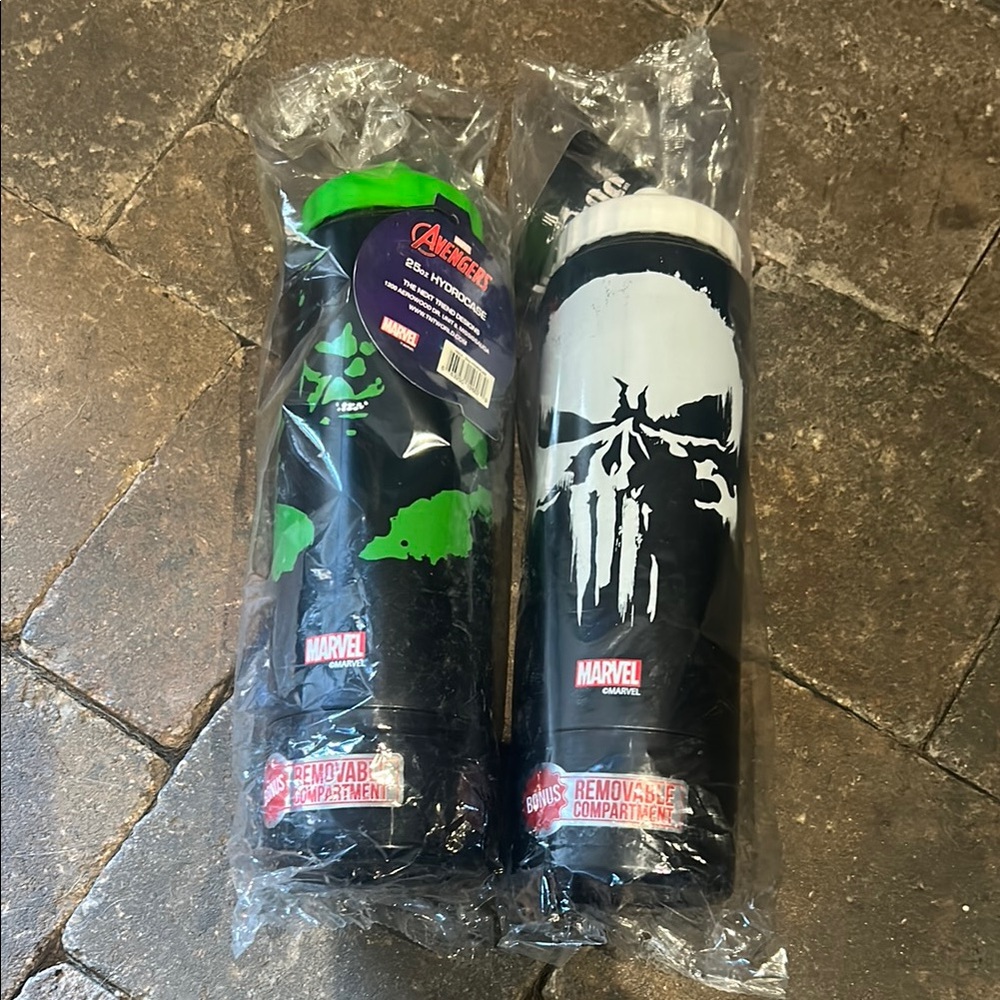 Marvel Avengers and Punisher Hydrocase Water Bottles with Compartment